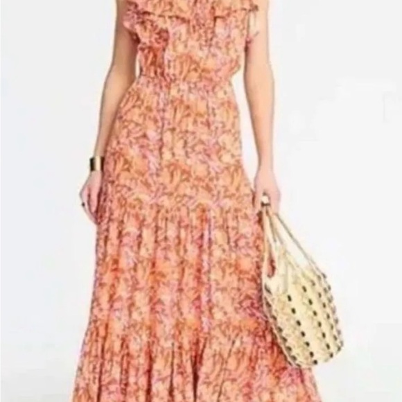 J. Crew Tiered Floral Orange Maxi Dress. Size S. NWT. - Picture 5 of 12
